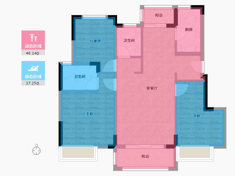 湖北省-武汉市-琨瑜之星-73.81-户型库-动静分区