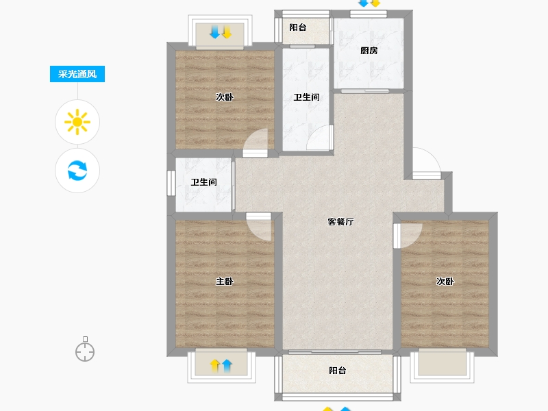 上海-上海市-三星苑-82.79-户型库-采光通风