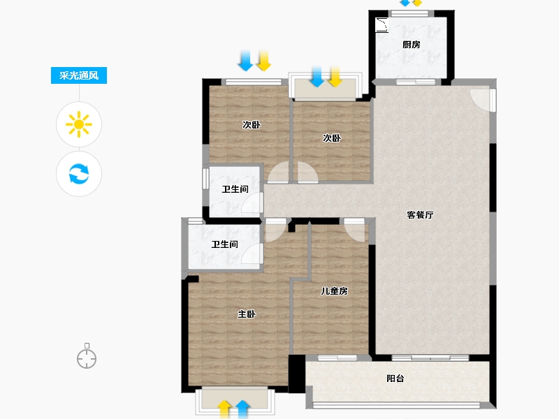 湖南省-长沙市-梅溪湘语-129.54-户型库-采光通风