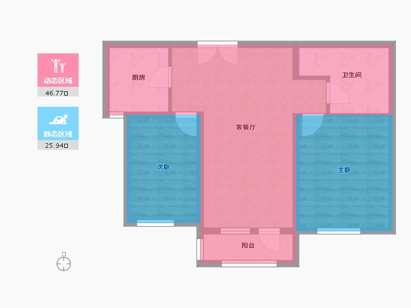 辽宁省-大连市-金海明珠-64.74-户型库-动静分区