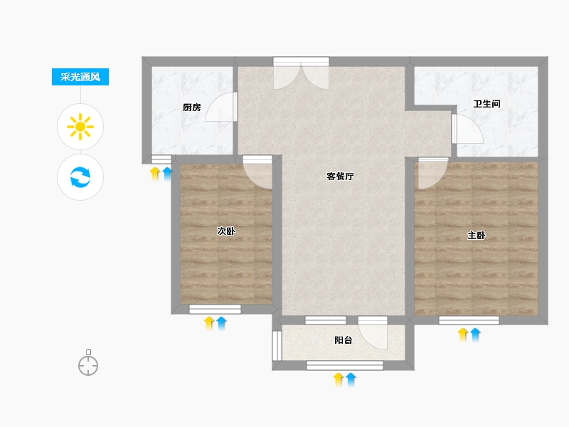 辽宁省-大连市-金海明珠-64.74-户型库-采光通风