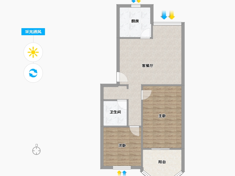 河南省-郑州市-高新区乡镇府家属院-69.99-户型库-采光通风