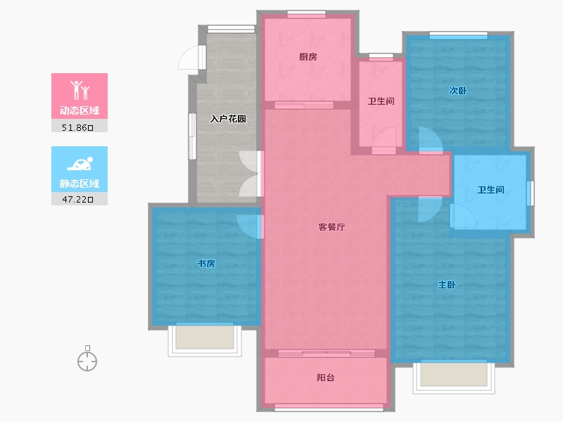 上海-上海市-大华锦绣华城第11街区-98.55-户型库-动静分区