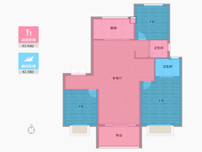 山东省-临沂市-银丰公馆-96.42-户型库-动静分区