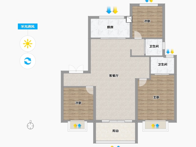 山东省-临沂市-银丰公馆-96.42-户型库-采光通风