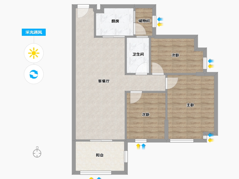 广东省-佛山市-水悦云天-75.30-户型库-采光通风