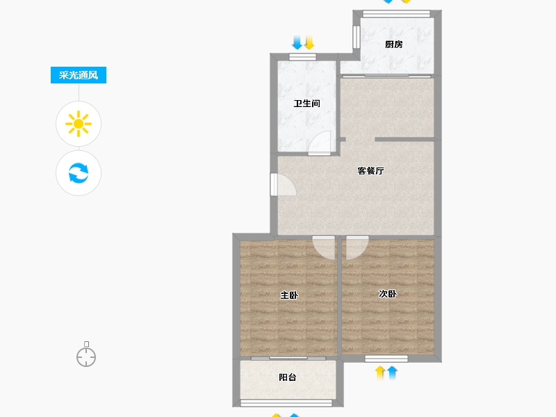 江苏省-南通市-公园一村-68.73-户型库-采光通风