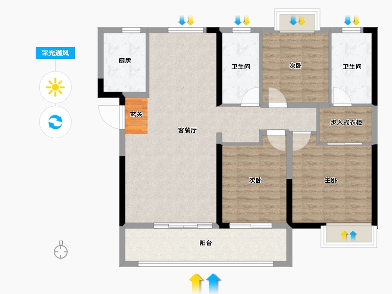 湖北省-武汉市-�吃没�府-101.60-户型库-采光通风