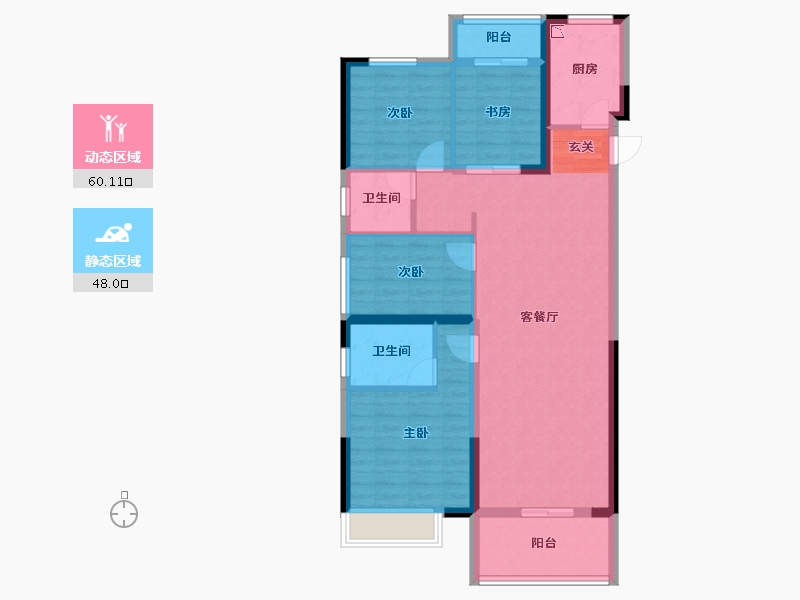 湖北省-武汉市-五矿万境水岸-96.83-户型库-动静分区