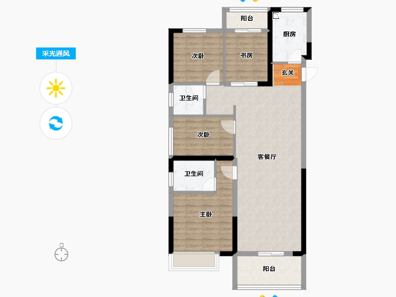 湖北省-武汉市-五矿万境水岸-96.83-户型库-采光通风