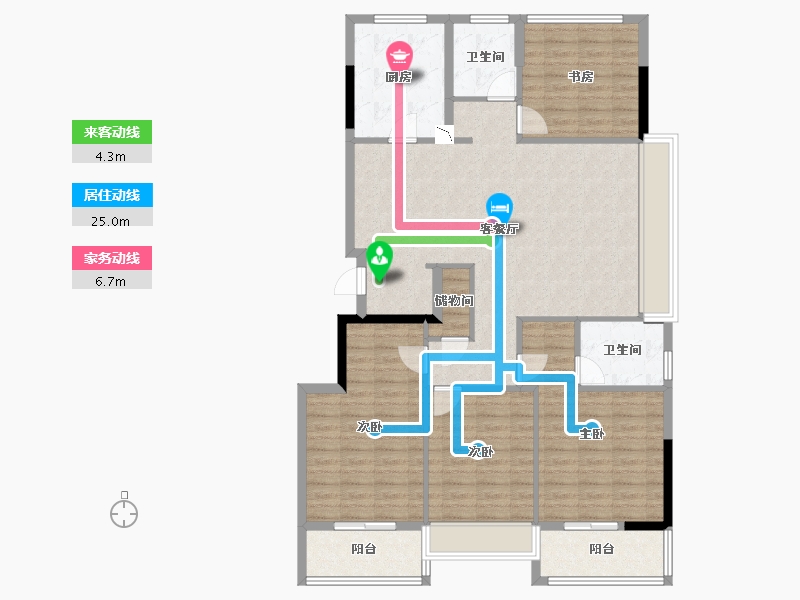 浙江省-杭州市-云浦新语-126.09-户型库-动静线