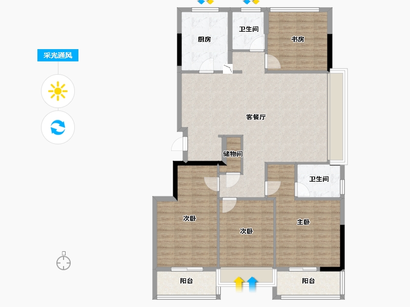 浙江省-杭州市-云浦新语-126.09-户型库-采光通风