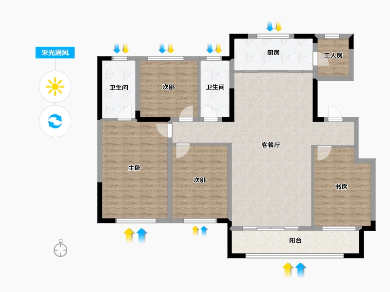 宁夏回族自治区-银川市-中海悦府-133.86-户型库-采光通风