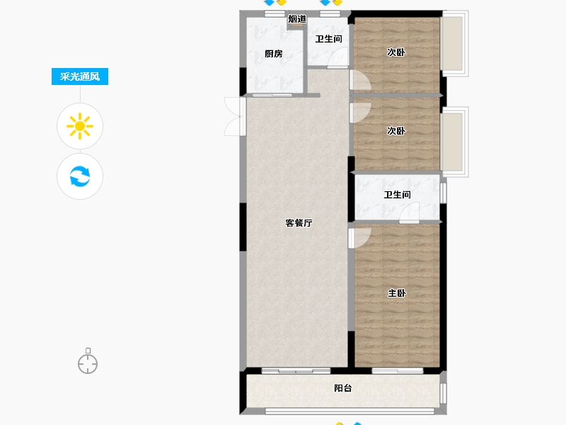 湖北省-武汉市-中建壹品澜荟-106.25-户型库-采光通风