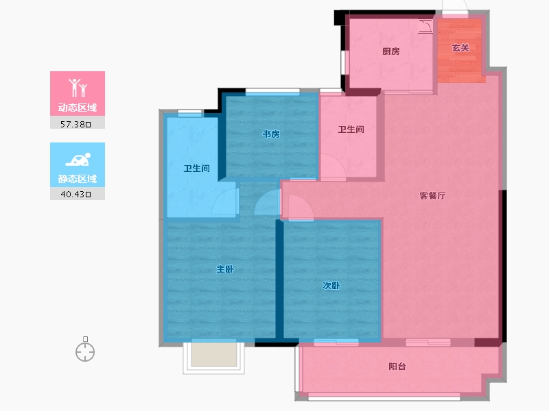 湖北省-武汉市-新城璞樾门第-87.64-户型库-动静分区