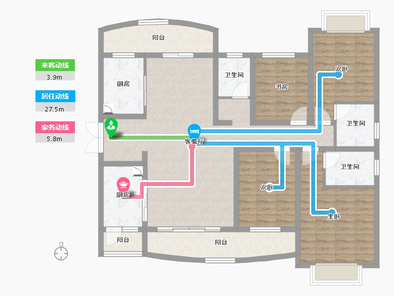 云南省-昆明市-银杏华府-129.02-户型库-动静线