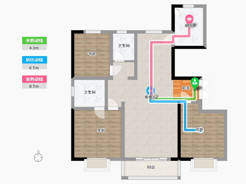 甘肃省-定西市-永生北玻紫御华府-106.40-户型库-动静线