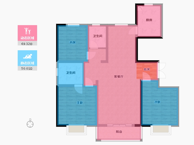 甘肃省-定西市-永生北玻紫御华府-106.40-户型库-动静分区