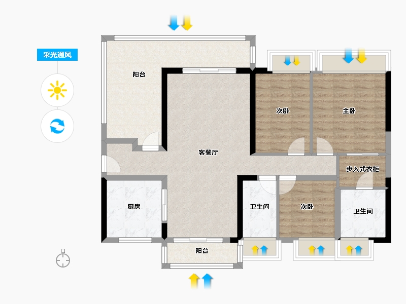 广东省-肇庆市-方圆滨江一号-106.78-户型库-采光通风