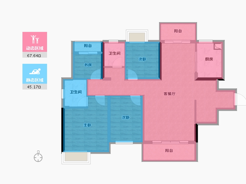 湖南省-长沙市-顺舟・旺城-100.82-户型库-动静分区