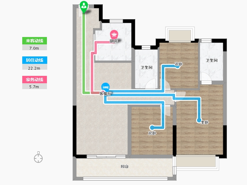 山东省-烟台市-水沐雍荣府-89.34-户型库-动静线