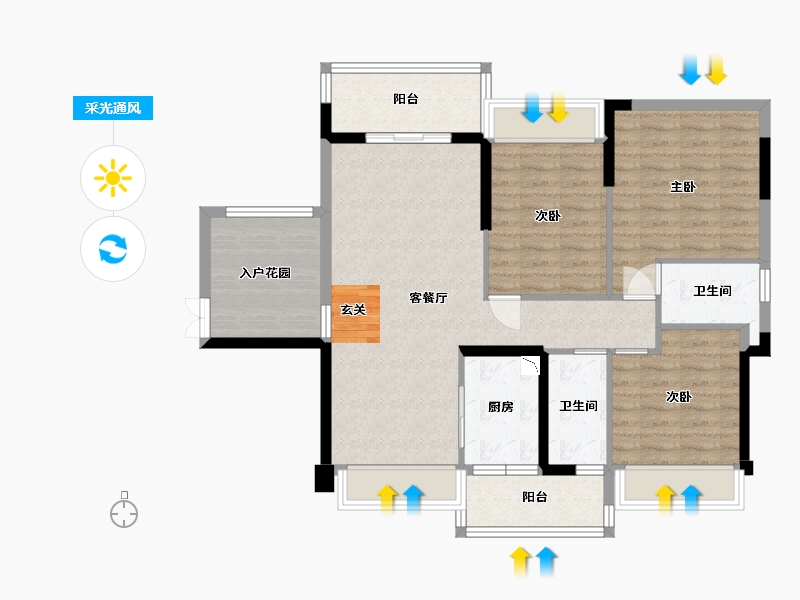 广东省-湛江市-半岛首府・金樟水岸-97.97-户型库-采光通风