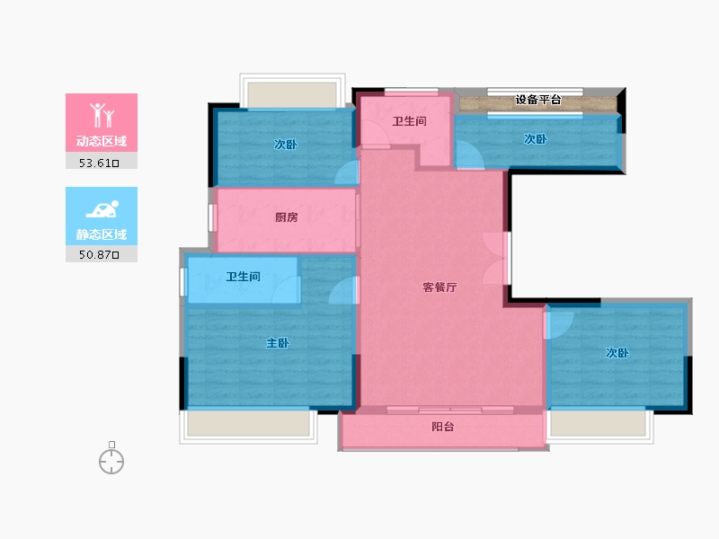 福建省-泉州市-晋江新塘宝龙世家-96.57-户型库-动静分区