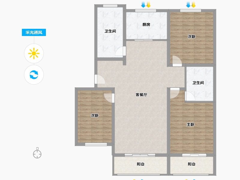 河北省-保定市-宏腾印象-134.00-户型库-采光通风