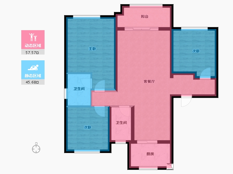 河北省-石家庄市-松阳河西苑-91.91-户型库-动静分区