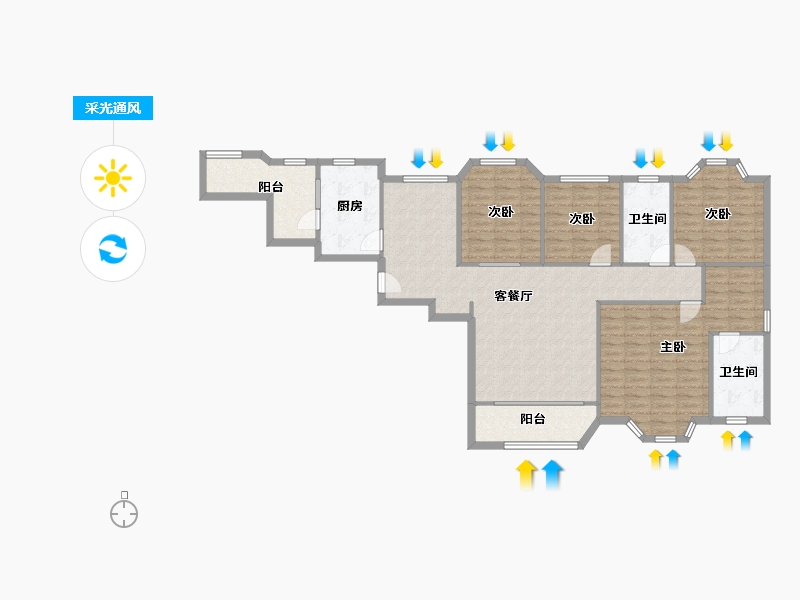 四川省-成都市-丽都花园丽府-128.93-户型库-采光通风