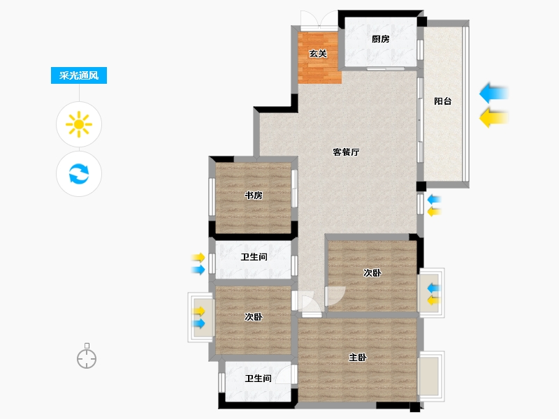 重庆-重庆市-金融街・两江融府-109.91-户型库-采光通风