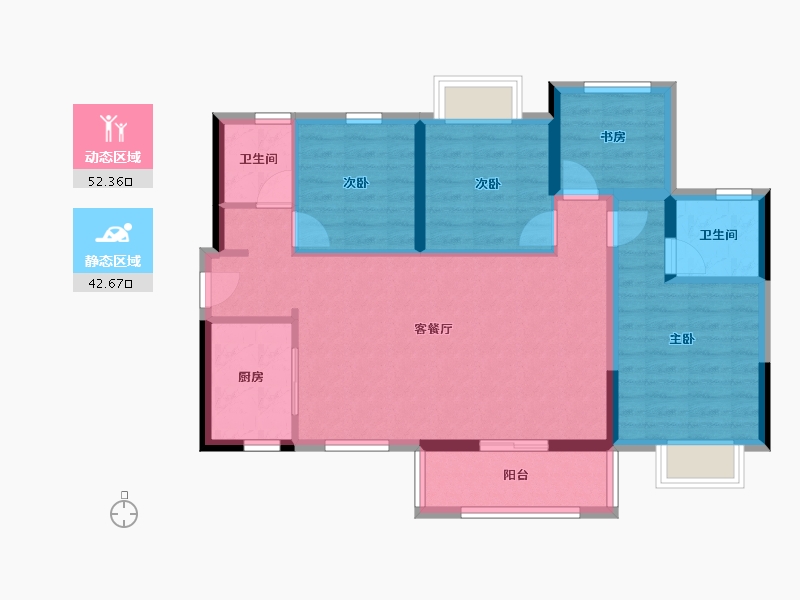 广东省-清远市-碧桂园半岛一号-84.86-户型库-动静分区