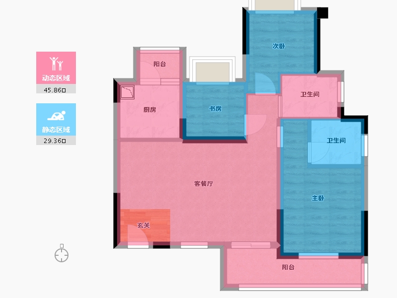 重庆-重庆市-泽科御峰-66.06-户型库-动静分区