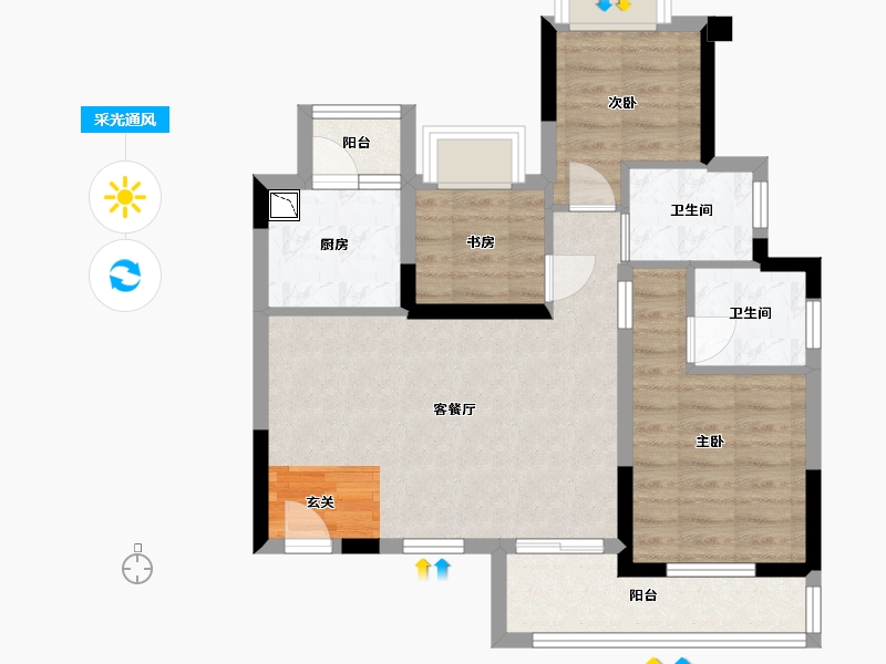 重庆-重庆市-泽科御峰-66.06-户型库-采光通风