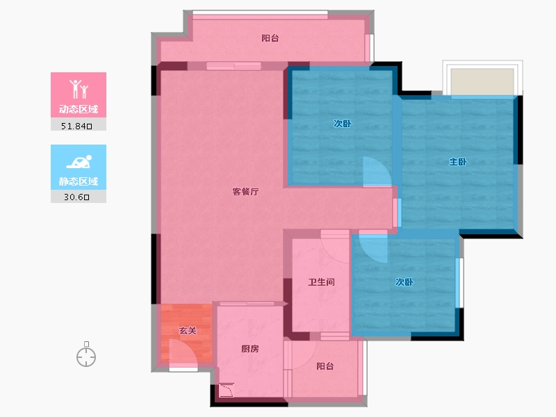 重庆-重庆市-中梁和苑-72.38-户型库-动静分区