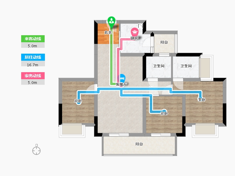 重庆-重庆市-金科丨贝蒙・湖山壹号-75.30-户型库-动静线