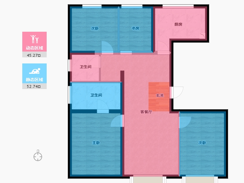 江苏省-南通市-城市之光・东望-87.34-户型库-动静分区