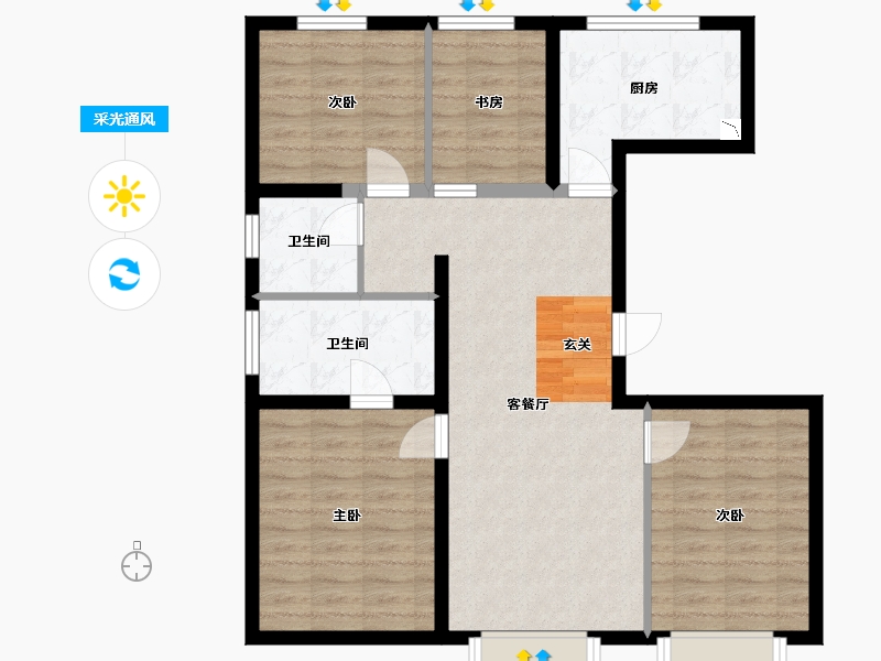 江苏省-南通市-城市之光・东望-87.34-户型库-采光通风