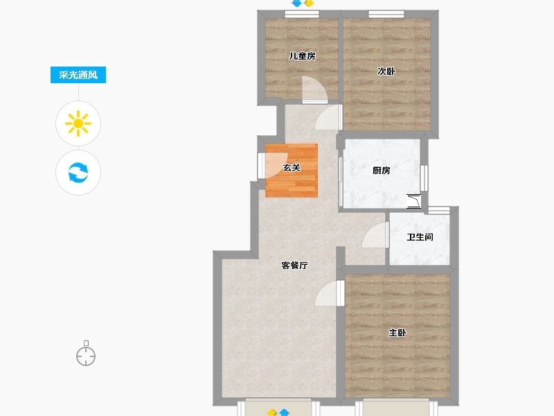 江苏省-南通市-城市之光・东望-62.37-户型库-采光通风