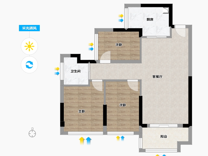 广西壮族自治区-桂林市-大龙府-70.89-户型库-采光通风