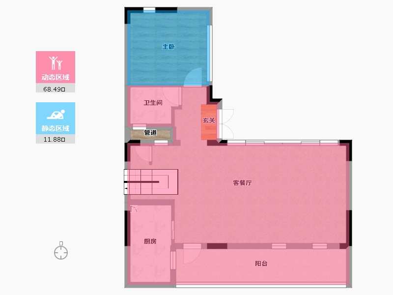 重庆-重庆市-朗基・水印三生-73.38-户型库-动静分区