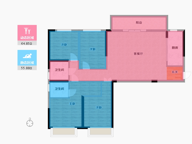 北京-北京市-成都鑫苑城-108.27-户型库-动静分区