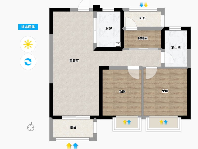 江苏省-苏州市-111-63.64-户型库-采光通风