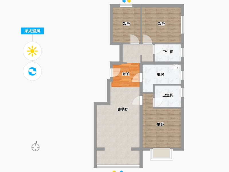 北京-北京市-樾熙府-78.39-户型库-采光通风