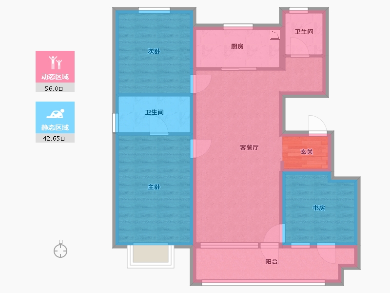 北京-北京市-京北・金茂悦-87.42-户型库-动静分区