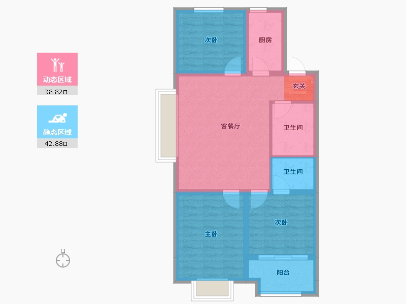 山西省-晋中市-滨河枫景-72.76-户型库-动静分区