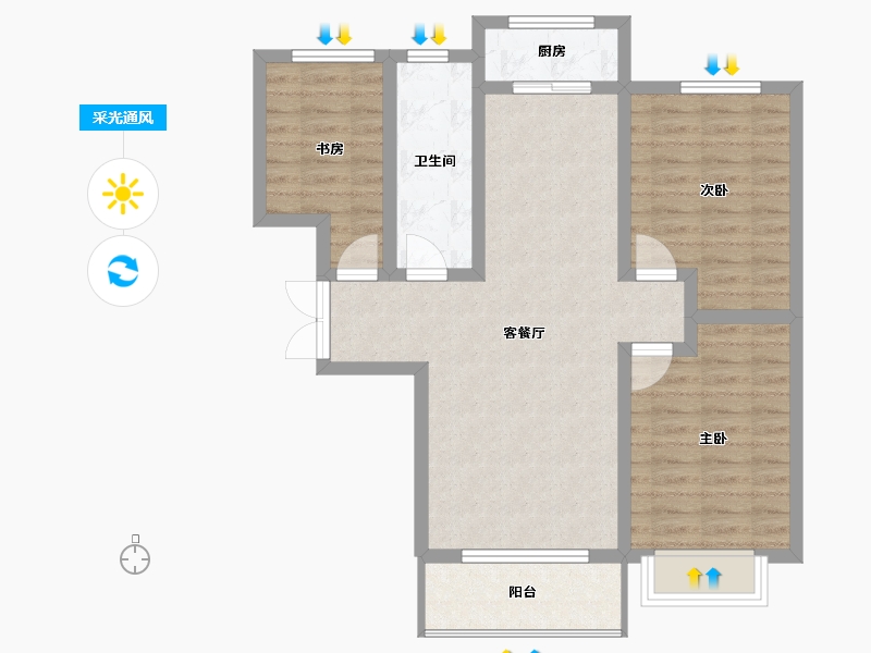 新疆维吾尔自治区-伊犁哈萨克自治州-四海丁香湾-79.85-户型库-采光通风