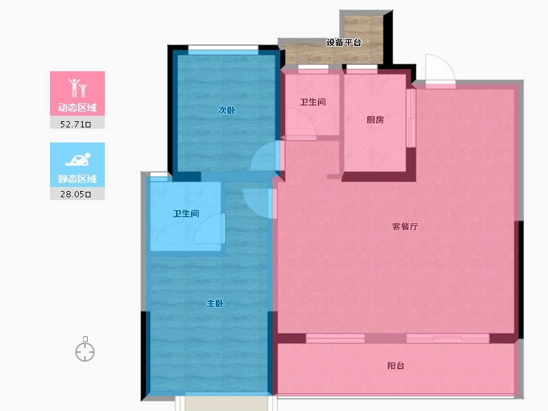 浙江省-嘉兴市-荣盛锦绣外滩-74.51-户型库-动静分区