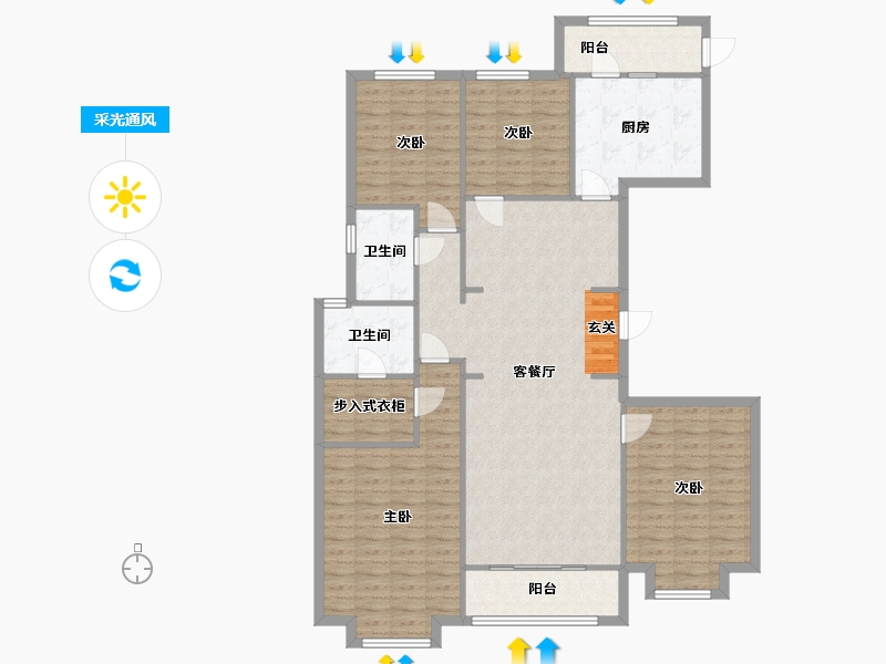 陕西省-西安市-万达公馆-139.00-户型库-采光通风