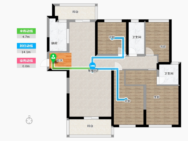 湖南省-长沙市-梅溪湖玺悦-118.00-户型库-动静线